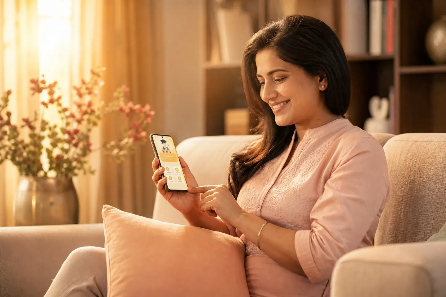 Parent checking child's progress in the Sarasvi parent app